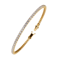 3.9 CTW classic round lab-grown diamond tennis bracelet in Yellow Gold, upright angled view – Lunéa Paris