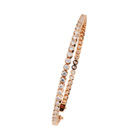 2.6 CTW classic round lab-grown diamond tennis bracelet in Rose Gold, angled profile view – Lunéa Paris