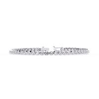2.6 CTW classic round lab-grown diamond tennis bracelet in White Gold, front-facing flat view – Lunéa Paris