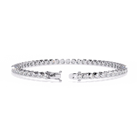 2.6 CTW classic round lab-grown diamond tennis bracelet in White Gold, rear clasp-side flat view – Lunéa Paris