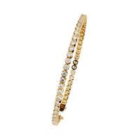 2.6 CTW classic round lab-grown diamond tennis bracelet in Yellow Gold, angled profile view – Lunéa Paris