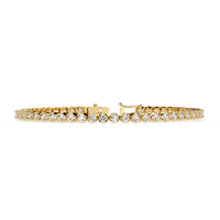 2.6 CTW classic round lab-grown diamond tennis bracelet in Yellow Gold, front-facing flat view – Lunéa Paris