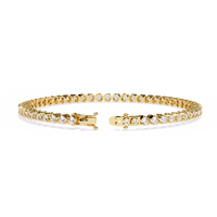 2.6 CTW classic round lab-grown diamond tennis bracelet in Yellow Gold, rear clasp-side flat view – Lunéa Paris