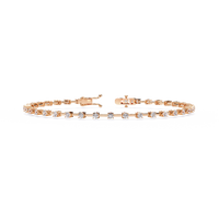 1.0 CTW classic round lab-grown diamond tennis bracelet in Rose Gold, front-facing flat view – Lunéa Paris