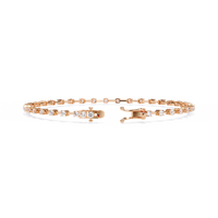 1.0 CTW classic round lab-grown diamond tennis bracelet in Rose Gold, rear clasp-side flat view – Lunéa Paris