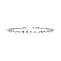 1.0 CTW classic round lab-grown diamond tennis bracelet in White Gold, front-facing flat view – Lunéa Paris
