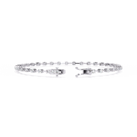 1.0 CTW classic round lab-grown diamond tennis bracelet in White Gold, rear clasp-side flat view – Lunéa Paris