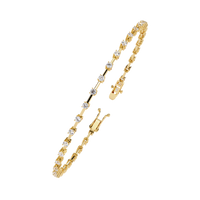 1.0 CTW classic round lab-grown diamond tennis bracelet in Yellow Gold, angled profile view – Lunéa Paris