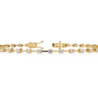 1.0 CTW classic round lab-grown diamond tennis bracelet in Yellow Gold, close front detail – Lunéa Paris