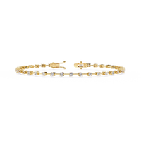 1.0 CTW classic round lab-grown diamond tennis bracelet in Yellow Gold, front-facing flat view – Lunéa Paris