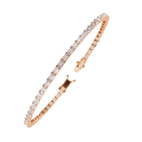 3.5 CTW emerald-cut lab-grown diamond tennis bracelet in Rose Gold, angled profile view – Lunéa Paris