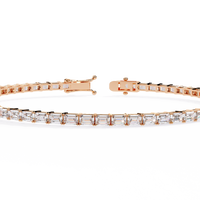 3.5 CTW emerald-cut lab-grown diamond tennis bracelet in Rose Gold, close front detail – Lunéa Paris