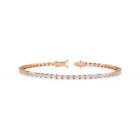 3.5 CTW emerald-cut lab-grown diamond tennis bracelet in Rose Gold, front-facing flat view – Lunéa Paris