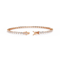 3.5 CTW emerald-cut lab-grown diamond tennis bracelet in Rose Gold, rear clasp-side flat view – Lunéa Paris