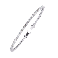 3.5 CTW emerald-cut lab-grown diamond tennis bracelet in White Gold, angled profile view – Lunéa Paris