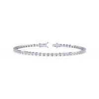 3.5 CTW emerald-cut lab-grown diamond tennis bracelet in White Gold, front-facing flat view – Lunéa Paris