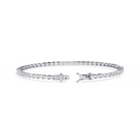 3.5 CTW emerald-cut lab-grown diamond tennis bracelet in White Gold, rear clasp-side flat view – Lunéa Paris