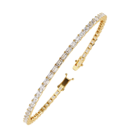 3.5 CTW emerald-cut lab-grown diamond tennis bracelet in Yellow Gold, angled profile view – Lunéa Paris