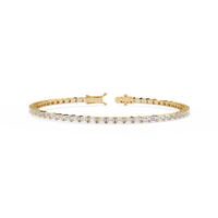 3.5 CTW emerald-cut lab-grown diamond tennis bracelet in Yellow Gold, front-facing flat view – Lunéa Paris