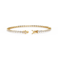 3.5 CTW emerald-cut lab-grown diamond tennis bracelet in Yellow Gold, rear clasp-side flat view – Lunéa Paris
