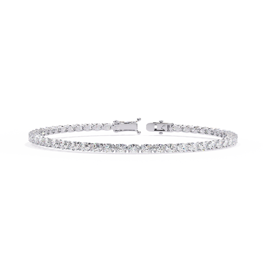 6.7 CTW oval lab-grown diamond tennis bracelet in White Gold, front-facing flat view – Lunéa Paris