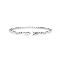 6.7 CTW oval lab-grown diamond tennis bracelet in White Gold, rear clasp-side flat view – Lunéa Paris