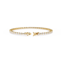 6.7 CTW oval lab-grown diamond tennis bracelet in Yellow Gold, rear clasp-side flat view – Lunéa Paris