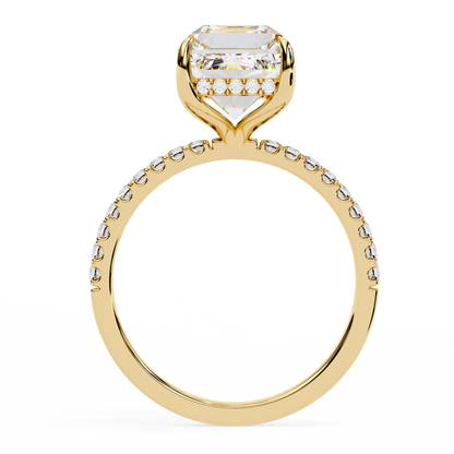 2.80 CTW Emerald-Cut Lab-Grown Diamond Pavé Engagement Ring in 14K Gold