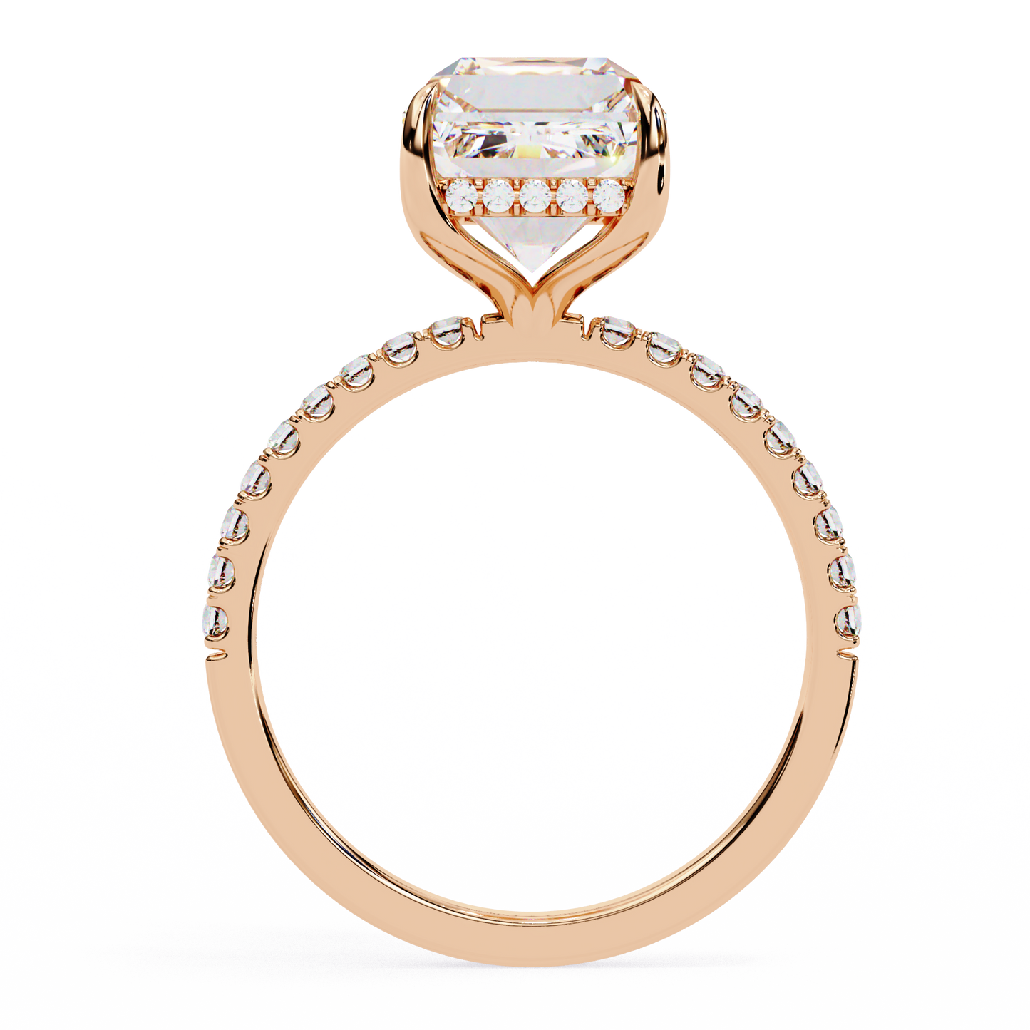 2.80 CTW Emerald-Cut Lab-Grown Diamond Pavé Engagement Ring in 14K Gold
