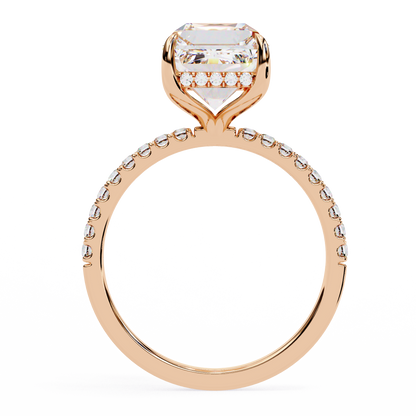 2.80 CTW Emerald-Cut Lab-Grown Diamond Pavé Engagement Ring in 14K Gold