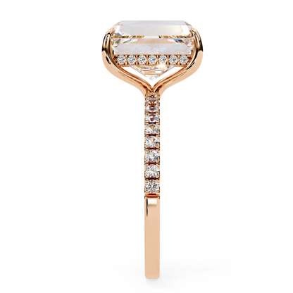 2.80 CTW Emerald-Cut Lab-Grown Diamond Pavé Engagement Ring in 14K Gold