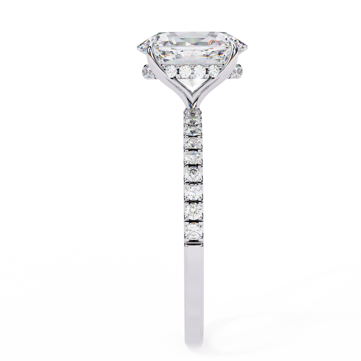 1.44 CTW Oval Lab-Grown Diamond Pavé Engagement Ring in 14K Gold