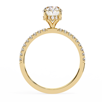 1.44 CTW Oval Lab-Grown Diamond Pavé Engagement Ring in 14K Gold