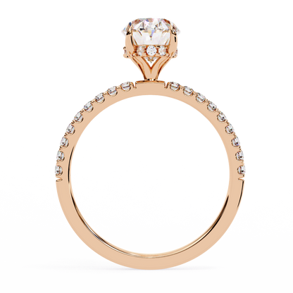 1.44 CTW Oval Lab-Grown Diamond Pavé Engagement Ring in 14K Gold