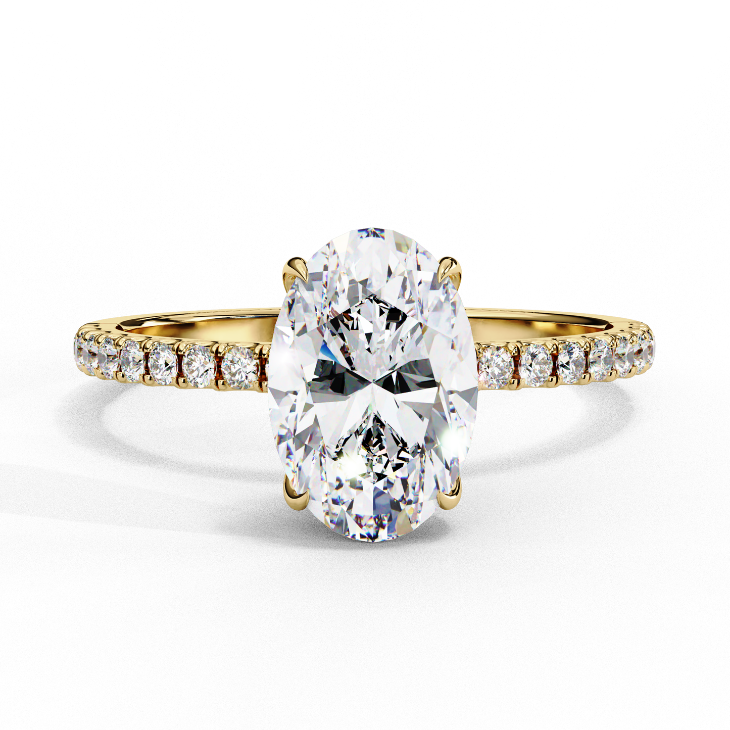 1.44 CTW Oval Lab-Grown Diamond Pavé Engagement Ring in 14K Gold