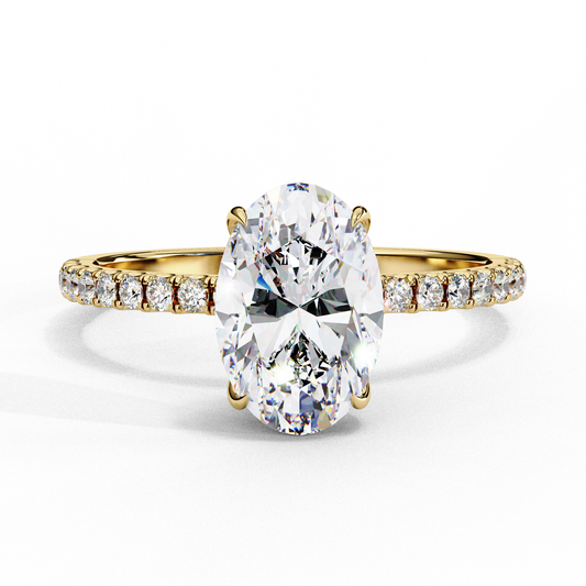 1.44 CTW Oval Lab-Grown Diamond Pavé Engagement Ring in 14K Gold