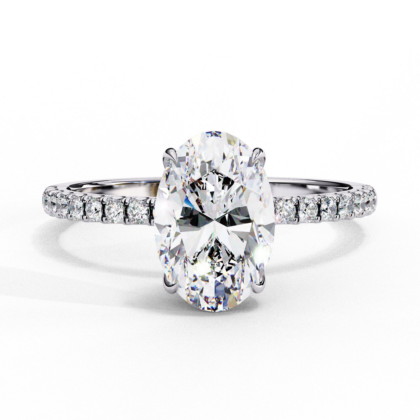 1.44 CTW Oval Lab-Grown Diamond Pavé Engagement Ring in 14K Gold