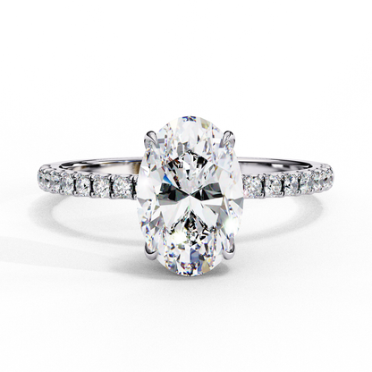 1.44 CTW Oval Lab-Grown Diamond Pavé Engagement Ring in 14K Gold