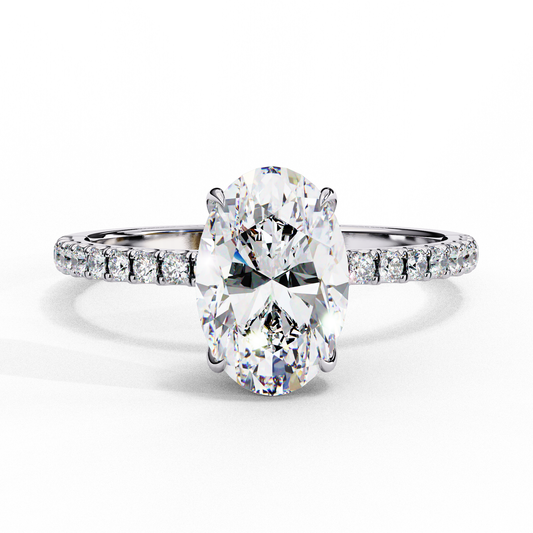 1.44 CTW Oval Lab-Grown Diamond Pavé Engagement Ring in 14K Gold