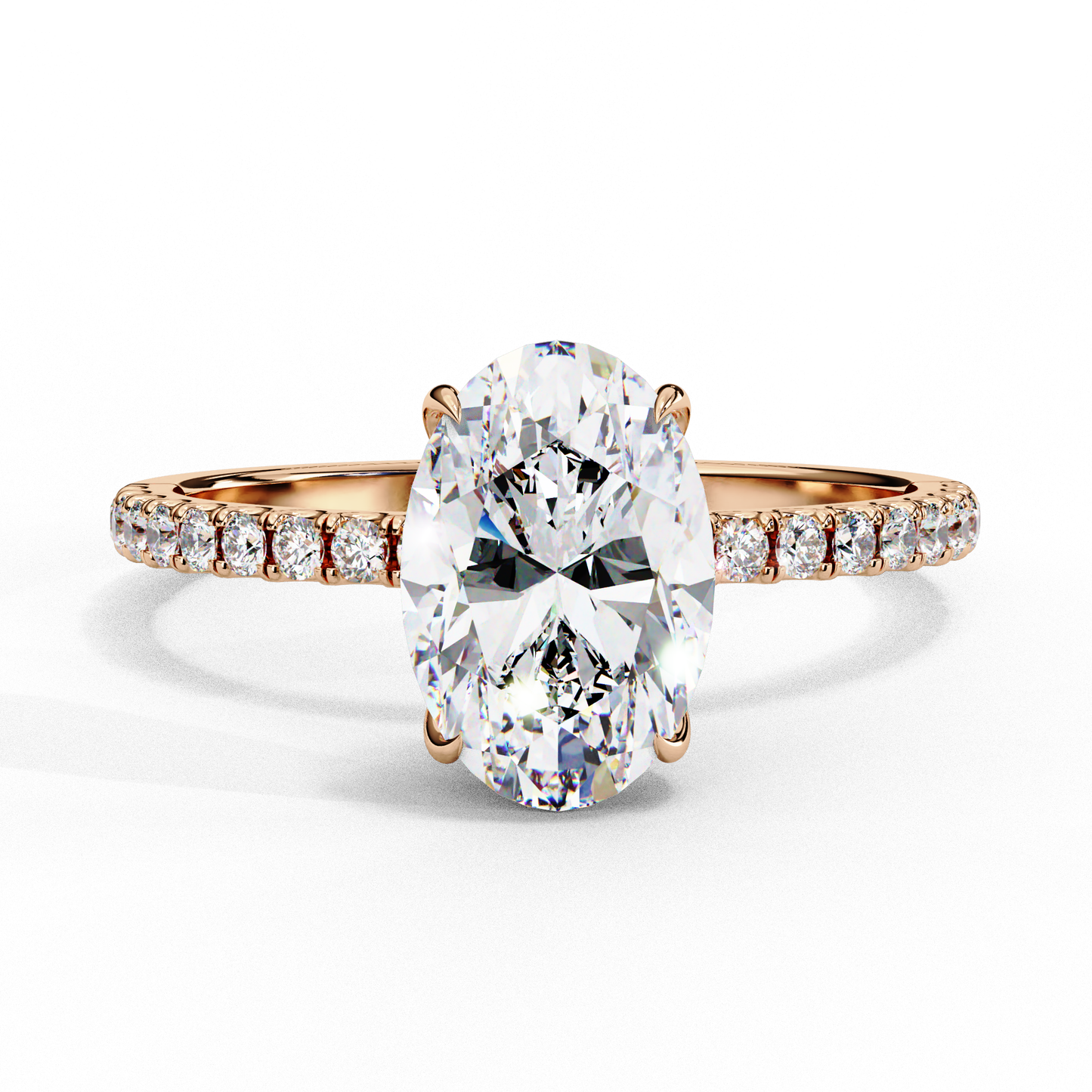 1.44 CTW Oval Lab-Grown Diamond Pavé Engagement Ring in 14K Gold