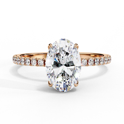 1.44 CTW Oval Lab-Grown Diamond Pavé Engagement Ring in 14K Gold