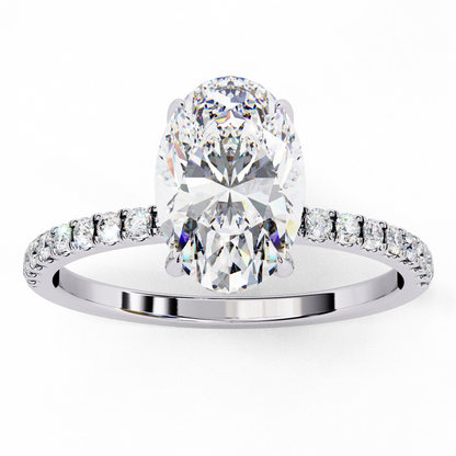1.44 CTW Oval Lab-Grown Diamond Pavé Engagement Ring in 14K Gold