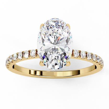 1.44 CTW Oval Lab-Grown Diamond Pavé Engagement Ring in 14K Gold