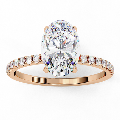 1.44 CTW Oval Lab-Grown Diamond Pavé Engagement Ring in 14K Gold