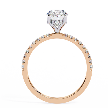 1.44 CTW Oval Lab-Grown Diamond Pavé Engagement Ring in 14K Gold
