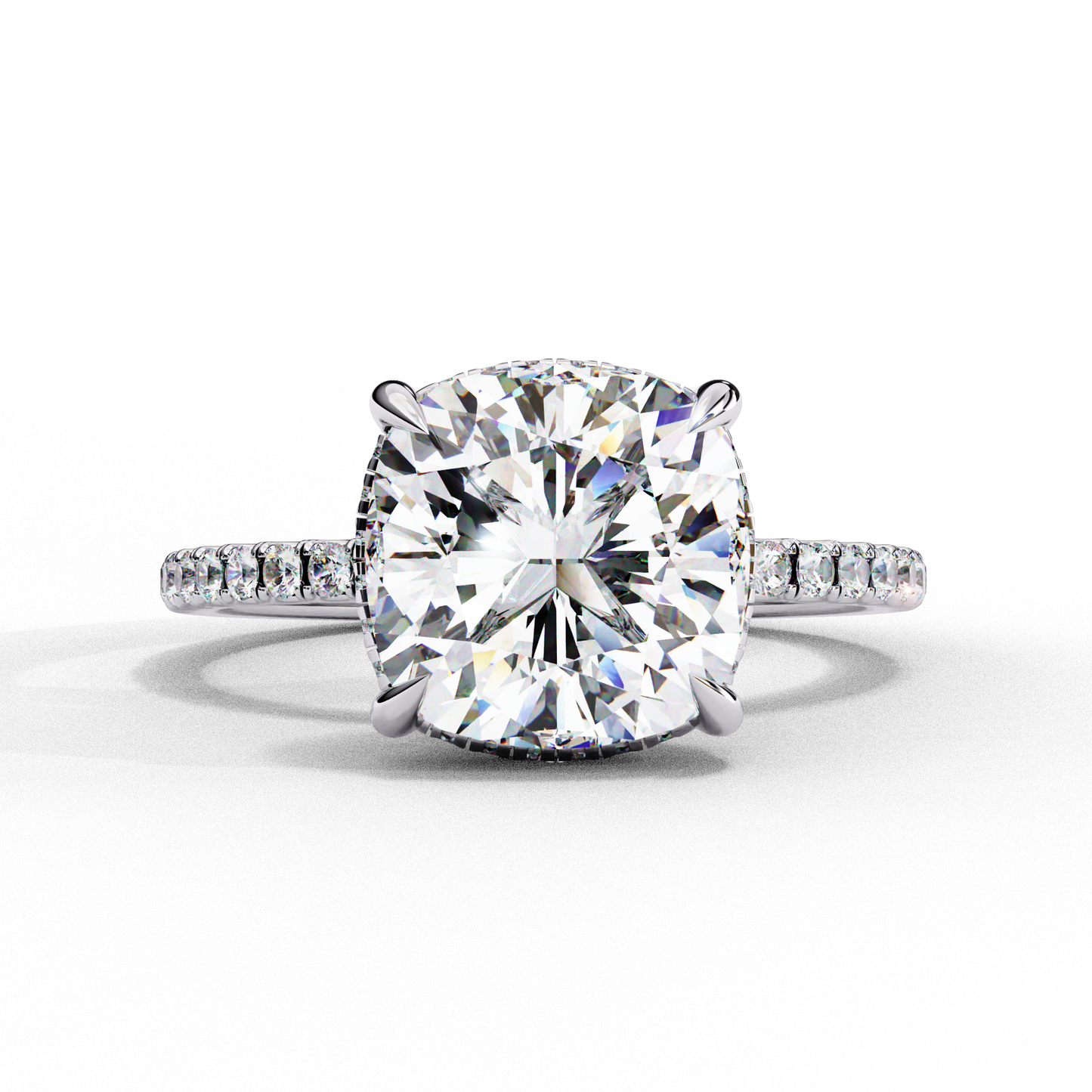 3.53 CTW Cushion Lab-Grown Diamond Hidden Halo Pavé Engagement Ring in 14K Rose Gold