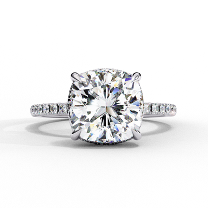 3.53 CTW Cushion Lab-Grown Diamond Hidden Halo Pavé Engagement Ring in 14K Rose Gold