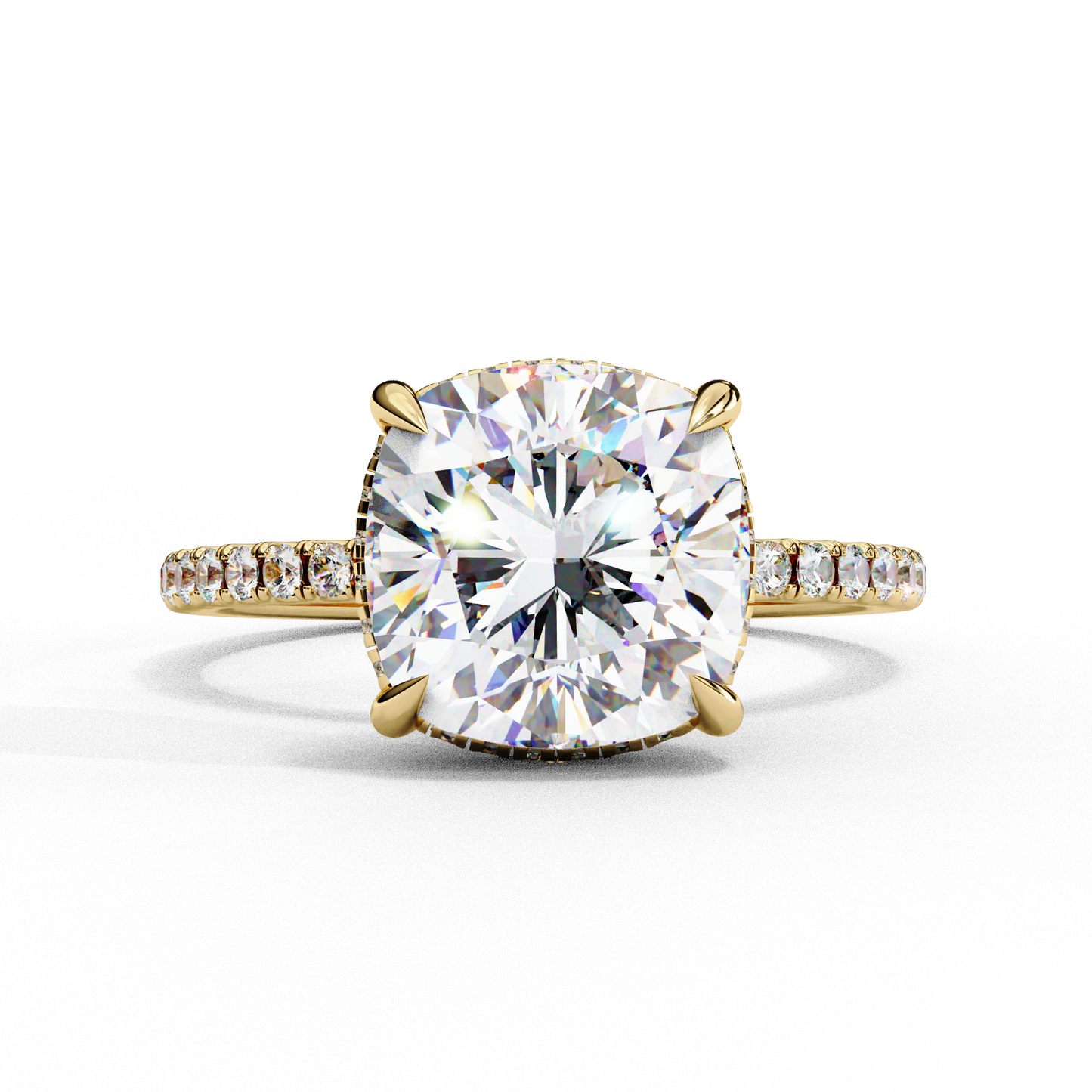 3.53 CTW Cushion Lab-Grown Diamond Hidden Halo Pavé Engagement Ring in 14K Rose Gold