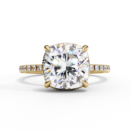 3.53 CTW Cushion Lab-Grown Diamond Hidden Halo Pavé Engagement Ring in 14K Rose Gold