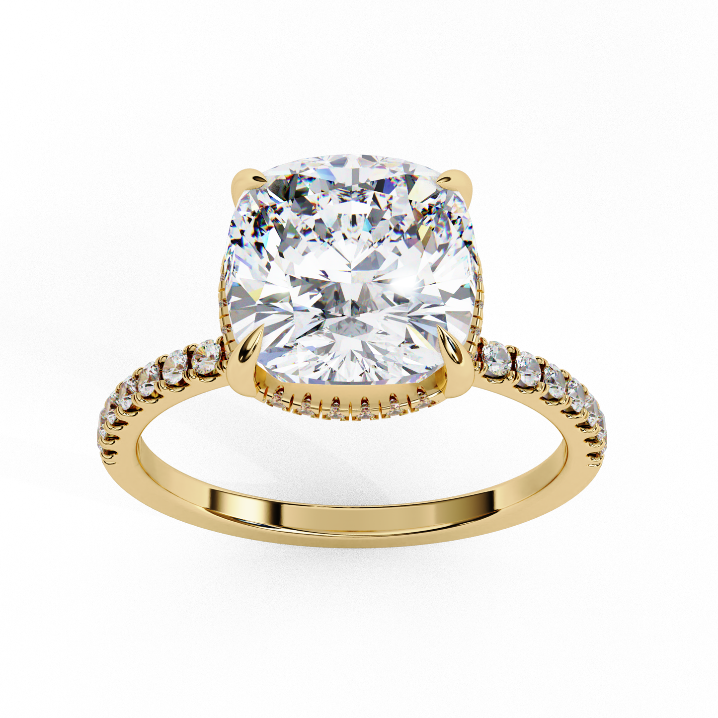 3.53 CTW Cushion Lab-Grown Diamond Hidden Halo Pavé Engagement Ring in 14K Rose Gold